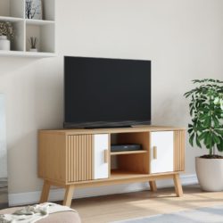 TV-benk OLDEN hvit og brun 114x43x57 cm heltre furu