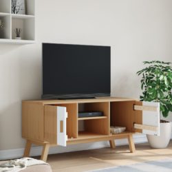 TV-benk OLDEN hvit og brun 114x43x57 cm heltre furu