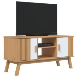 TV-benk OLDEN hvit og brun 114x43x57 cm heltre furu