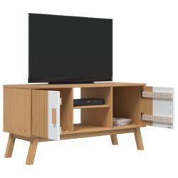 TV-benk OLDEN hvit og brun 114x43x57 cm heltre furu