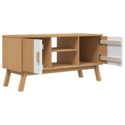 TV-benk OLDEN hvit og brun 114x43x57 cm heltre furu