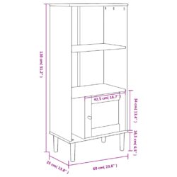 Bokhylle SENJA brun 60x35x130 cm heltre furu