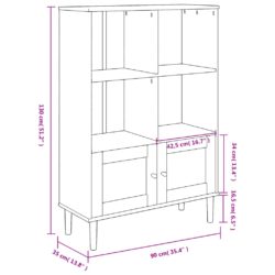 Bokhylle SENJA hvit 90x35x130 cm heltre furu