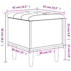 Oppbevaringsbenk hvit 42x42x46 cm konstruert tre