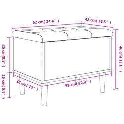 Oppbevaringsbenk svart 62x42x46 cm konstruert tre