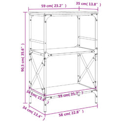 Bokhylle 3 etasjer sonoma eik 59x35x90,5 cm konstruert tre