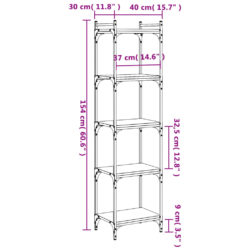 Bokhylle 5 etasjer sonoma eik 40x30x154 cm konstruert tre