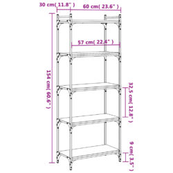 Bokhylle 5 etasjer sonoma eik 60x30x154 cm konstruert tre