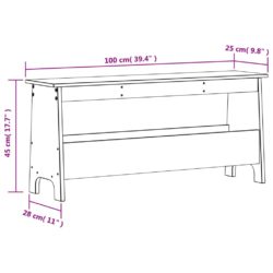 Gangbenk voksbrun 100x28x45 cm heltre furu