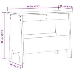 Gangbenk voksbrun 60x28x45 cm heltre furu