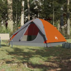 Kuppeltelt for camping 3 personer oransje vanntett