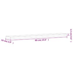 Vegghyller 4 stk røkt eik 60x10x1,5 cm konstruert tre