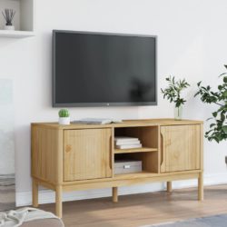 TV-benk FLORO voksbrun 114x43x55 cm heltre furu