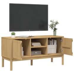 TV-benk FLORO voksbrun 114x43x55 cm heltre furu