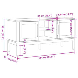 TV-benk FLORO voksbrun 114x43x55 cm heltre furu