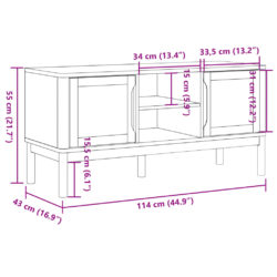 TV-benk FLORO hvit 114x43x55 cm heltre furu