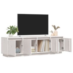 TV-benk hvit 156x37x45 cm heltre furu