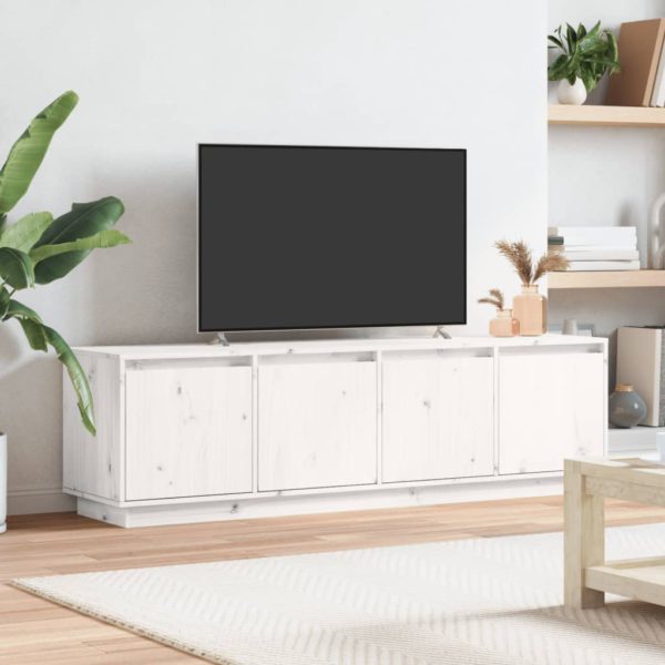 TV-benk hvit 156x37x45 cm heltre furu