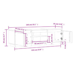 TV-benk 140x35x40 cm heltre furu