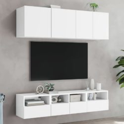 Veggmonterte TV-benker 2 stk hvit 40x30x30 cm konstruert tre