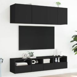 Veggmonterte TV-benker 2 stk svart 40x30x30 cm konstruert tre