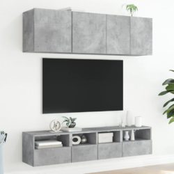 Vegghengte TV-benker 2 stk betonggrå 40x30x30 cm konstruert tre