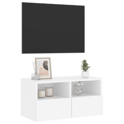 Veggmontert TV-benk hvit 60x30x30 cm konstruert tre