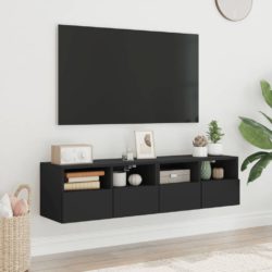 Veggmonterte TV-benker 2 stk svart 60x30x30 cm konstruert tre