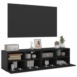 Veggmonterte TV-benker 2 stk svart 60x30x30 cm konstruert tre