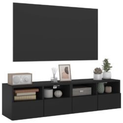 Veggmonterte TV-benker 2 stk svart 60x30x30 cm konstruert tre