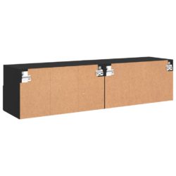 Veggmonterte TV-benker 2 stk svart 60x30x30 cm konstruert tre