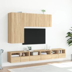 Vegghengte TV-benker 2 stk sonoma eik 60x30x30cm konstruert tre