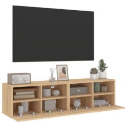 Vegghengte TV-benker 2 stk sonoma eik 60x30x30cm konstruert tre