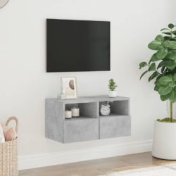 Vegghengt TV-benk betonggrå 60x30x30 cm konstruert tre