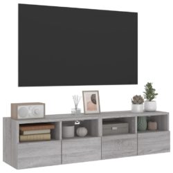 Vegghengte TV-benker 2 stk grå sonoma 60x30x30cm konstruert tre