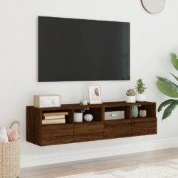 Vegghengte TV-benker 2 stk brun eik 60x30x30 cm konstruert tre