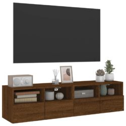 Vegghengte TV-benker 2 stk brun eik 60x30x30 cm konstruert tre