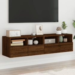 Vegghengte TV-benker 2 stk brun eik 60x30x30 cm konstruert tre