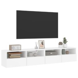 Vegghengte TV-benker 2 stk hvit 80x30x30 cm konstruert tre