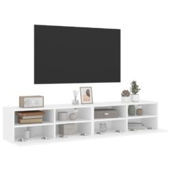 Vegghengte TV-benker 2 stk hvit 80x30x30 cm konstruert tre