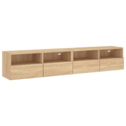 Vegghengte TV-benker 2 stk hvit 80x30x30 cm konstruert tre