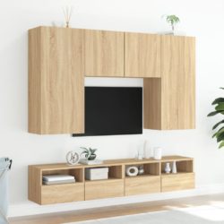 Vegghengte TV-benker 2 stk hvit 80x30x30 cm konstruert tre