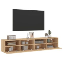 Vegghengte TV-benker 2 stk hvit 80x30x30 cm konstruert tre