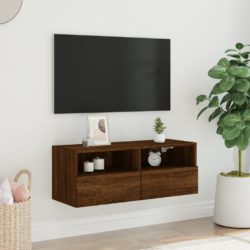 Vegghengt TV-benk brun eik 80x30x30 cm konstruert tre