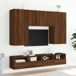 Vegghengte TV-benker 2 stk brun eik 80x30x30 cm konstruert tre