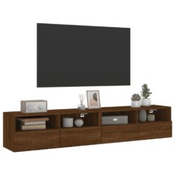 Vegghengte TV-benker 2 stk brun eik 80x30x30 cm konstruert tre