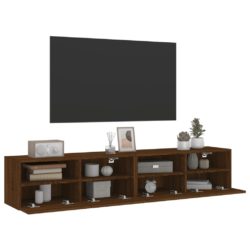 Vegghengte TV-benker 2 stk brun eik 80x30x30 cm konstruert tre