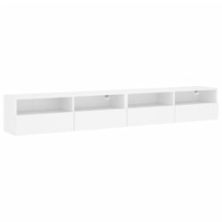 Vegghengte TV-benker 2 stk hvit 100x30x30 cm konstruert tre