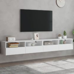 Vegghengte TV-benker 2 stk hvit 100x30x30 cm konstruert tre