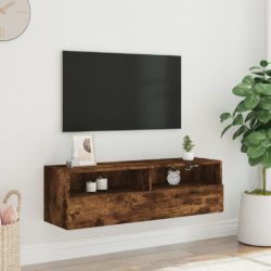 Vegghengt TV-benk røkt eik 100x30x30 cm konstruert tre